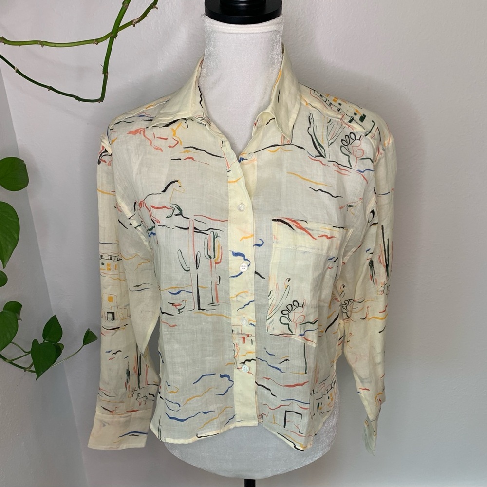 Banana Republic Boxy Cropped Ramie Shirt Size XS - Picture 3 of 10